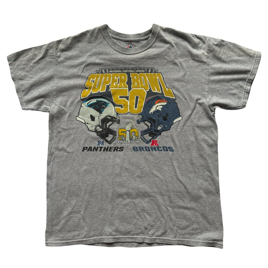 Super Bowl 50 Carolina Panthers Denver Broncos T-Shirt L - (9/10)